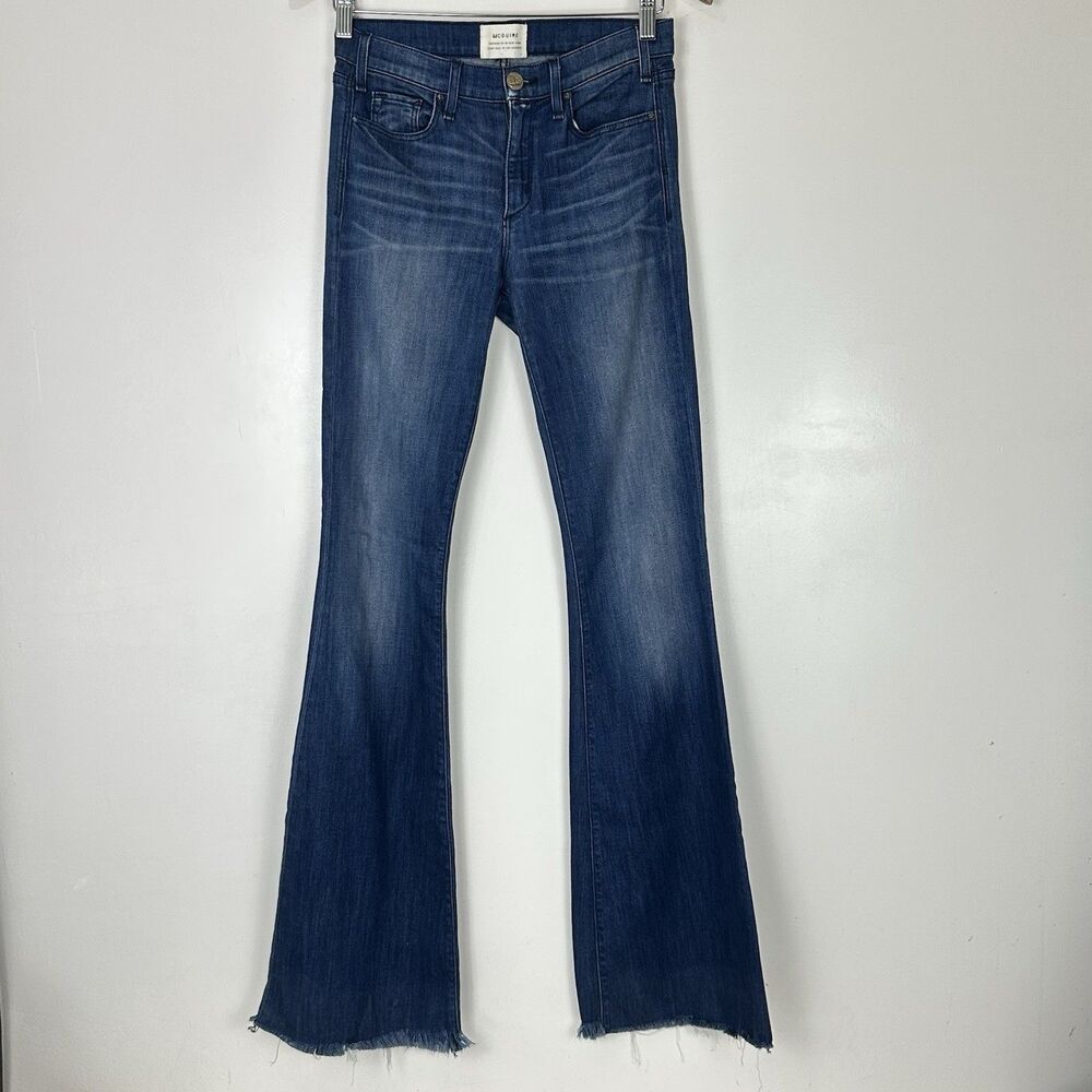 McGuire Majorelle Flare Jeans 25 Dark Wash Stretch Boho 70s High Rise Denim - Picture 2 of 12